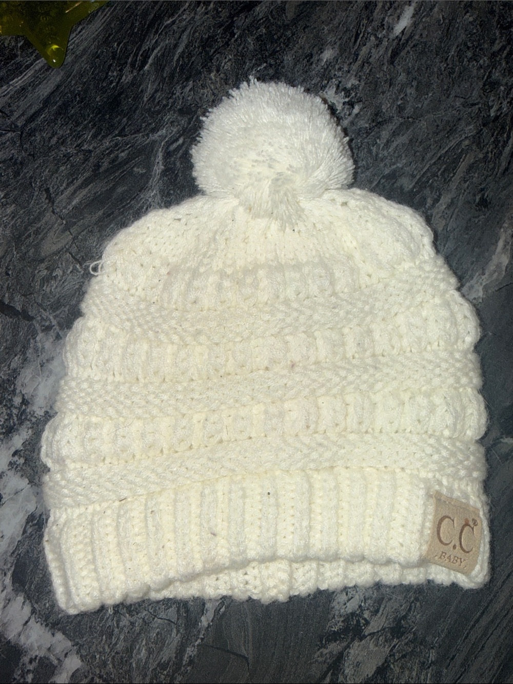 C.C Baby Cream Knit Pom Pom Beanie